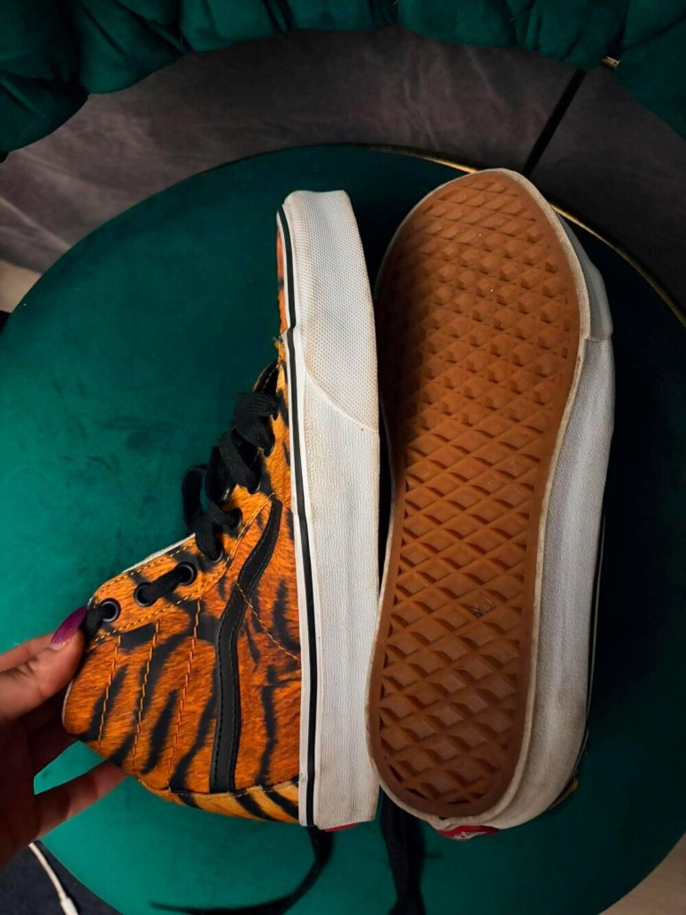 Vans Sk8-Hi Tapered Tiger Print High Top Sneakers | Men's 7 Women's 8.5 - Picture 4 of 6